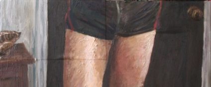 Danny Mooney 'Self portrait (swimmer)' Oil on canvas 145 x 60 cm