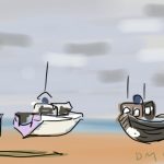 Danny Mooney 'Boats on the beach Hastings' Digital drawing
