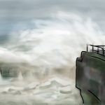 Danny Mooney 'Waves breaking over the Harbour Arm Hastings' Digital painting