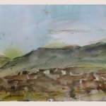 Danny Mooney 'Hills over Palamartsa, April 17 (3)' Mixed media on paper 43 x 53 cm
