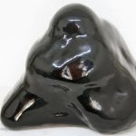 'Black Sitting Figure' Glazed Earthenware 15 x 12 x 9 cm (Approx)