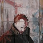 Danny Mooney 'Black eye' Mixed media on canvas 50 x 40 cm