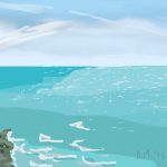 Danny Mooney 'Contrails, blue sea, 24/6/2015' iPad painting #APAD