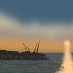Danny Mooney 'Low sun, pier, 20/1/2016' iPad painting #APAD