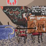 Danny Mooney 'Café Ensemble Artisanal Marrakech, 9/3/2016' iPad painting #APAD