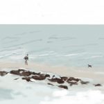 Danny Mooney 'Low tide dog walking, 17/3/2016' iPad painting #APAD