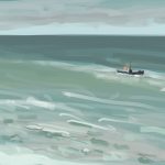 Danny Mooney 'Fishing boat, rough sea, 14/6/16' iPad painting #APAD