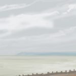 Danny Mooney 'Misty headland, calm sea, 9/6/16' iPad painting #‎APAD
