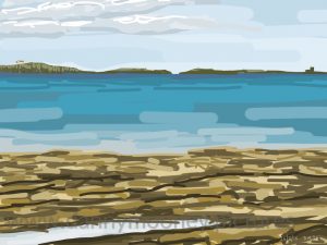 Danny Mooney 'Seahouses, low tide, 26/8/16' iPad painting #APAD