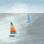 Danny Mooney '2 boats and a seagull, 4/12/2016' iPad painting #APAD