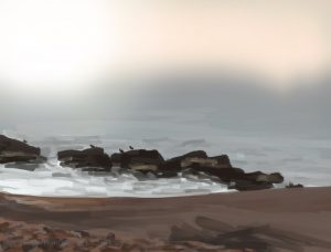 Danny Mooney 'Foggy morning rocks, 6/12/2016' iPad painting #APAD